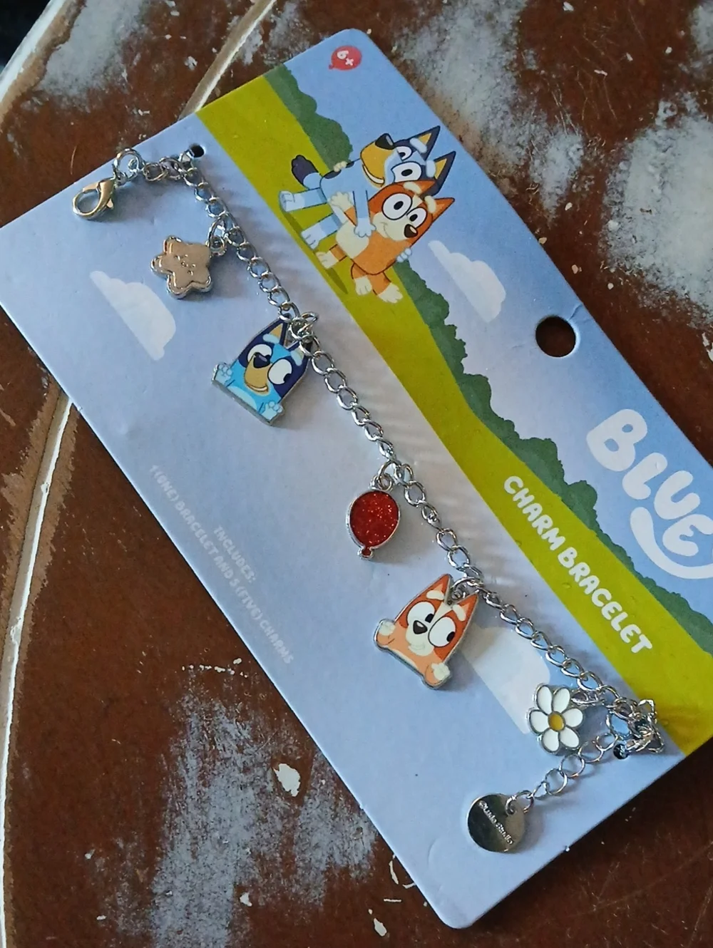 Bluey Charm Bracelet – Silver Chain with ADORABLE Star, Daisy & Balloon [NWT]